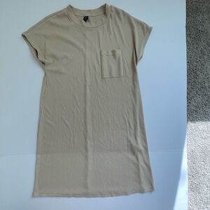SHEIN Women’s Beige Short Sleeve Mini T-Shirt Dress Ribbed Sporty Size Medium